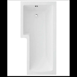 L SHAPE 1700x850mm Shower Bath & Bath Panel White with Bath Screen Chrome