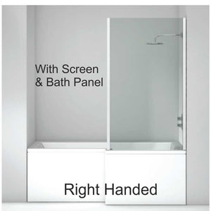 L SHAPE 1700x850mm Shower Bath & Bath Panel White with Bath Screen Chrome