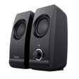 Trust Remo black USB computer speaker set with dual drivers, volume control knob and power indicator light on right speaker