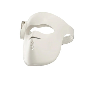 Dreame Chrona white LED face mask with adjustable straps and perforated ventilation panel, front-facing product view on white background