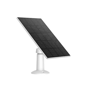 Solar panel on a white stand against a white background