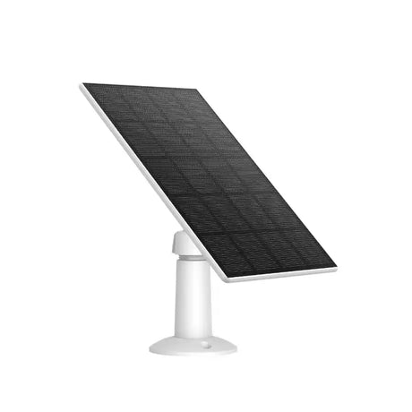 Solar panel on a white stand against a white background