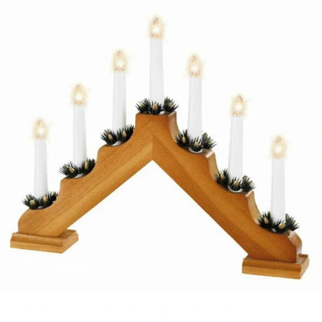 Lumineo Traditional 7 Light Wooden Candle Bridge Mains Operated&nbsp;