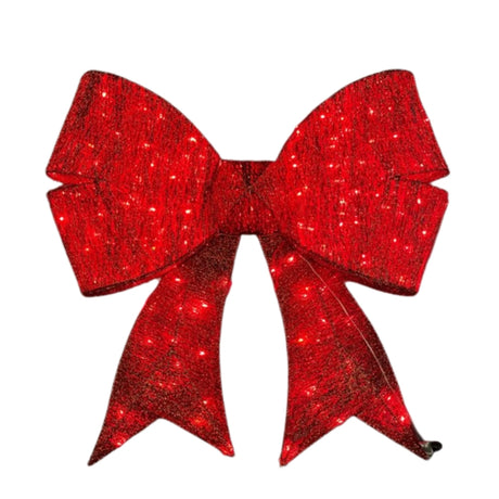 WGP 160 Light Red Bow Decoration with Twinkling LED &amp; Glitter