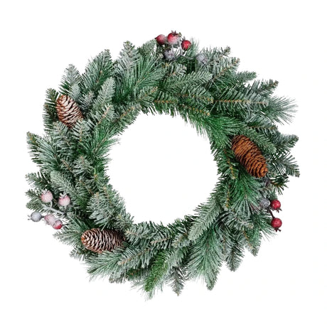 Everlands Frosted Windham Spruce Christmas Wreath - 50cm