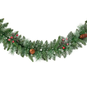 Everlands Frosted Windham Spruce Garland with Pinecone &amp; Berry - 9ft