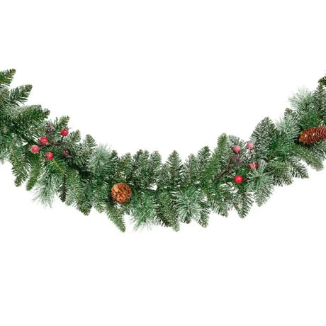 Everlands Frosted Windham Spruce Garland with Pinecone &amp; Berry - 9ft