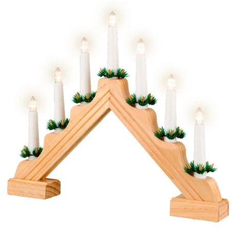 Lumineo Battery Operated Traditional 7 Light Wooden Candlebridge ( Candle Arch ) - Natural | 9487308