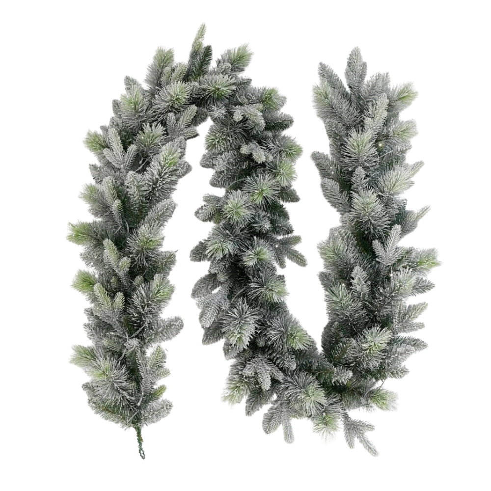 National Tree Company Snowy Stamford Garland  - 9ft x 12 Inch | PESSTAM-50-9B