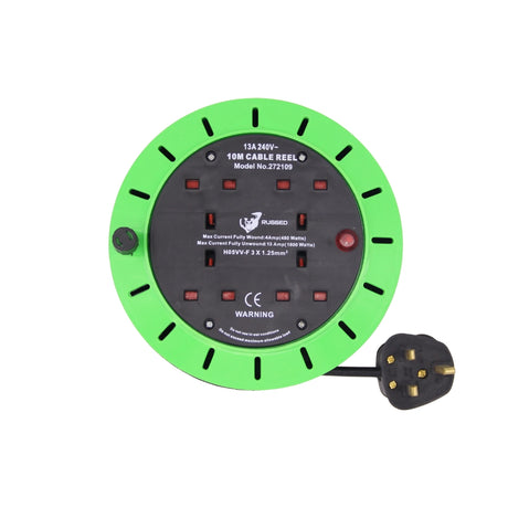 Rugged 10 Metre 10A 4 Socket Cable Reel&nbsp;