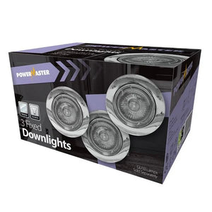 Powermaster Fixed GU10 Downlights Kit 3 Pack - Brushed Chrome | 1771-18
