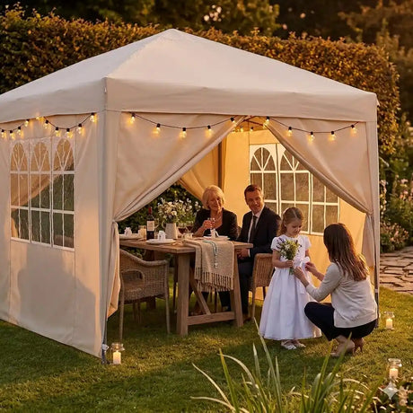 Euroactive Pop Up Gazebo with Sidewalls 3 Metre x 3 Metre - Cream | EA11533