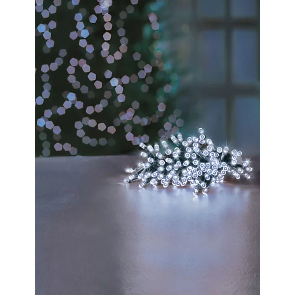 Premier 200 LED Battery Christmas Lights with Timer - White | FLB112384W