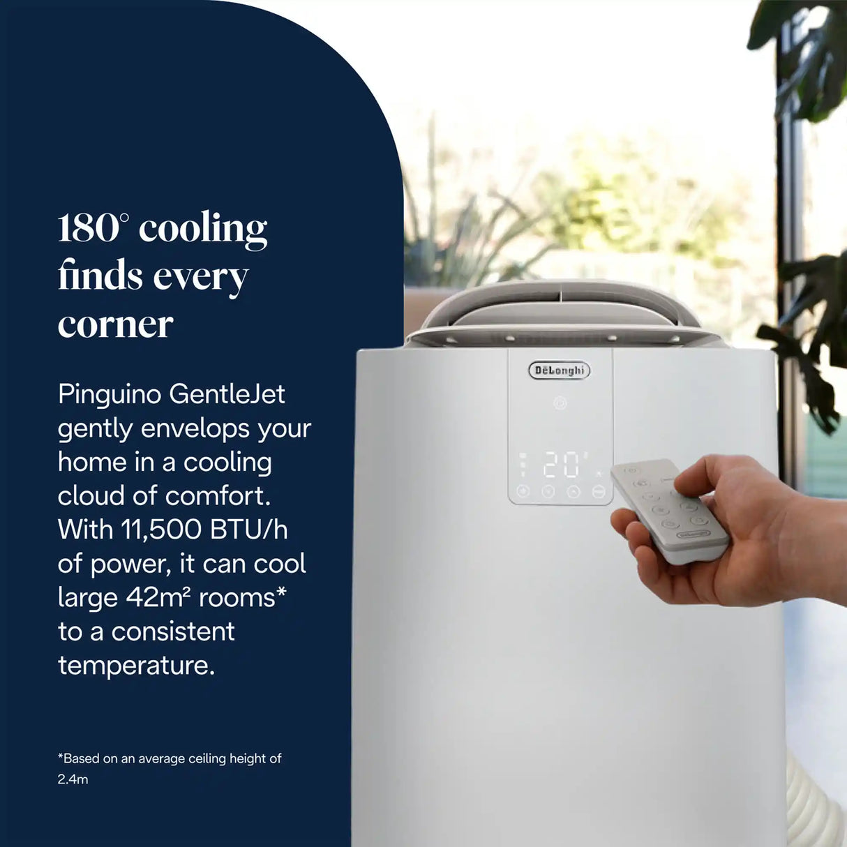 Delonghi Pinguino GentleJet Portable Air Conditioner 11500 BTU- White | AP98