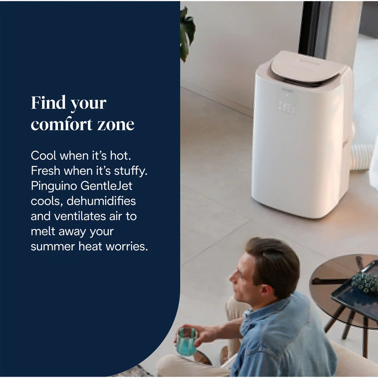 Delonghi Pinguino GentleJet Portable Air Conditioner 11500 BTU- White | AP98