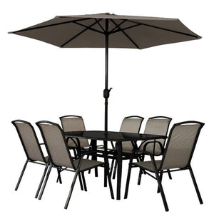 Shannon 6 Seater Rectangular Garden Furniture Set with Parasol