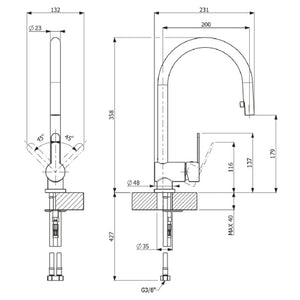 MVI Amalfi Side Lever Kitchen Sink Tap with Pull Out Hose | 2720067