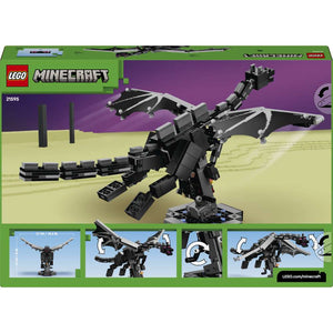 LEGO Minecraft The Ender Dragon 21595 - the back of the box showing play features and box contents. 710 pieces. Ages 10+.