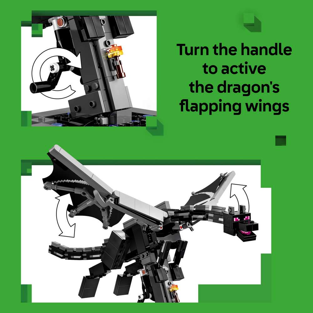 LEGO Minecraft The Ender Dragon 21595 - captioned product view. 710 pieces. Ages 10+.