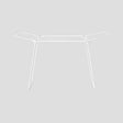 White metal clothes drying rack airer with two angled wings and four legs, front view on neutral background