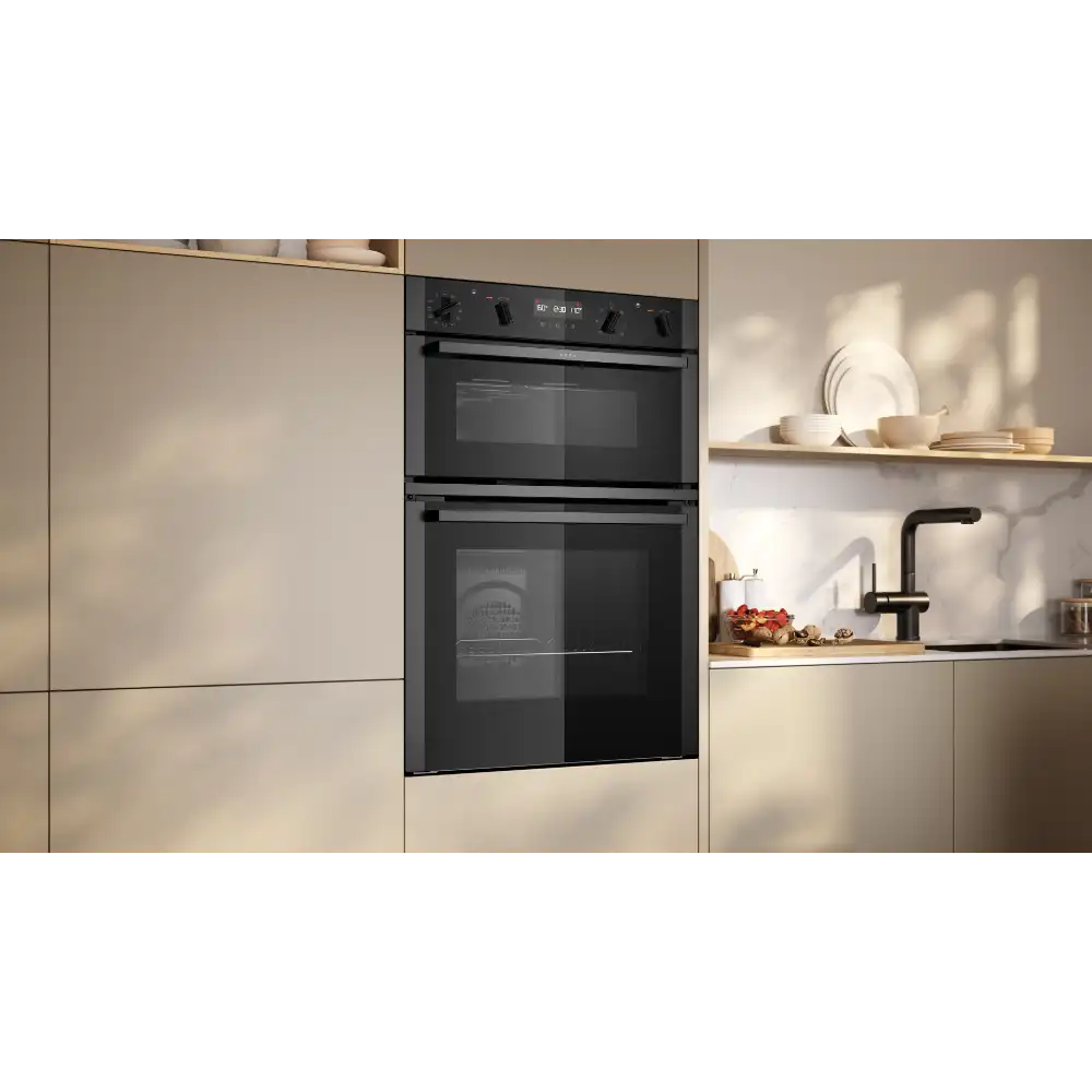 Neff N 50 Built In Double Oven with Dual Clean and CircoTherm - Graphite Grey | U2ACH7AG7B