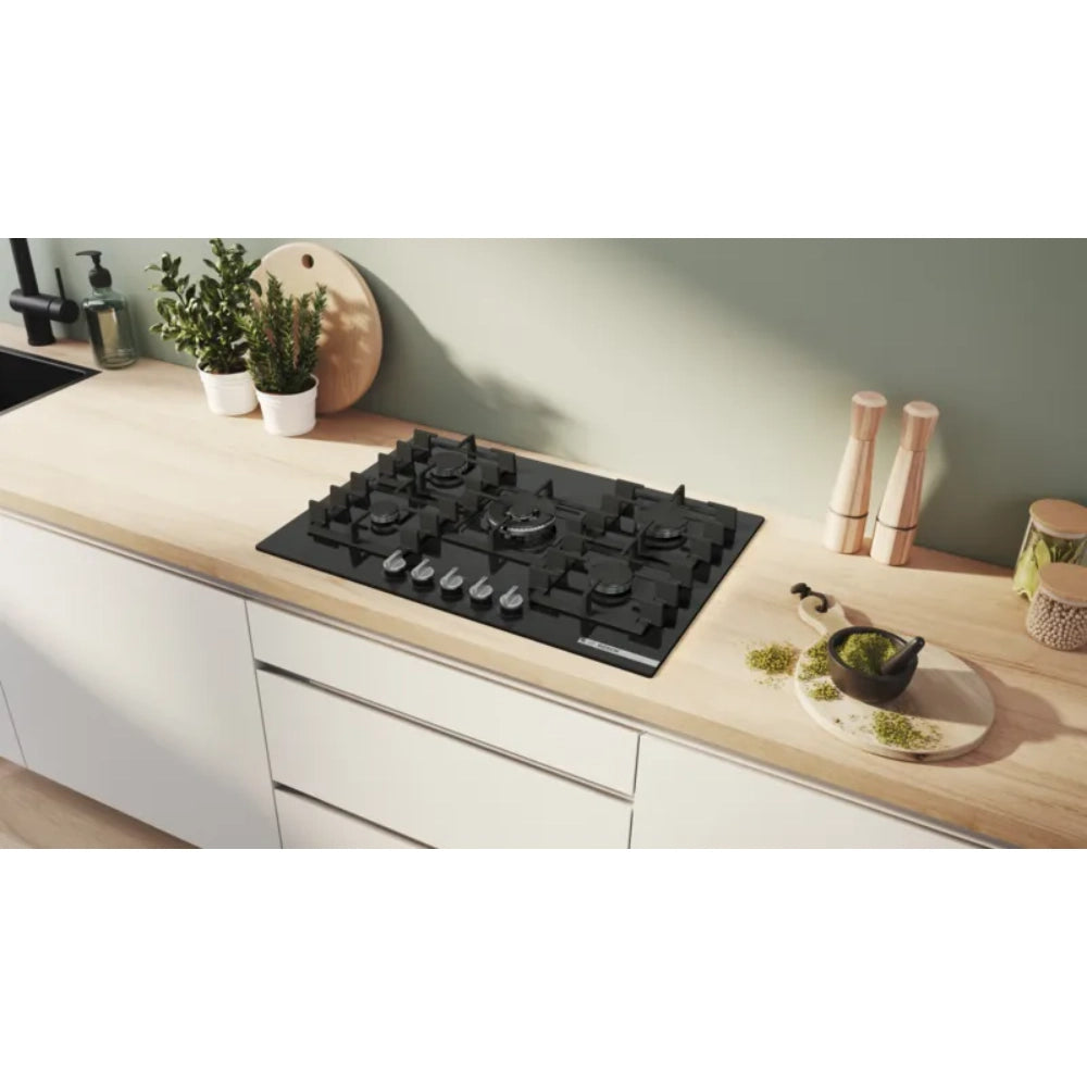Bosch Series 6 75cm Wide Burner Gas Hob - Black | PPQ7A6I40