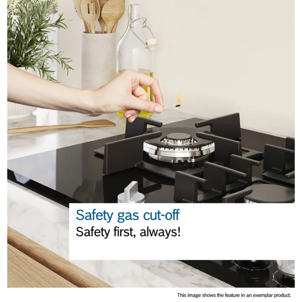 Bosch Series 6 75cm Wide Burner Gas Hob - Black | PPQ7A6I40