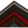 Dosco Dust Control Ultimat doormat 60cm x 90cm displayed in nested chevron layers showing available colors including light gray, dark gray, red, brown and blue with black rubber borders