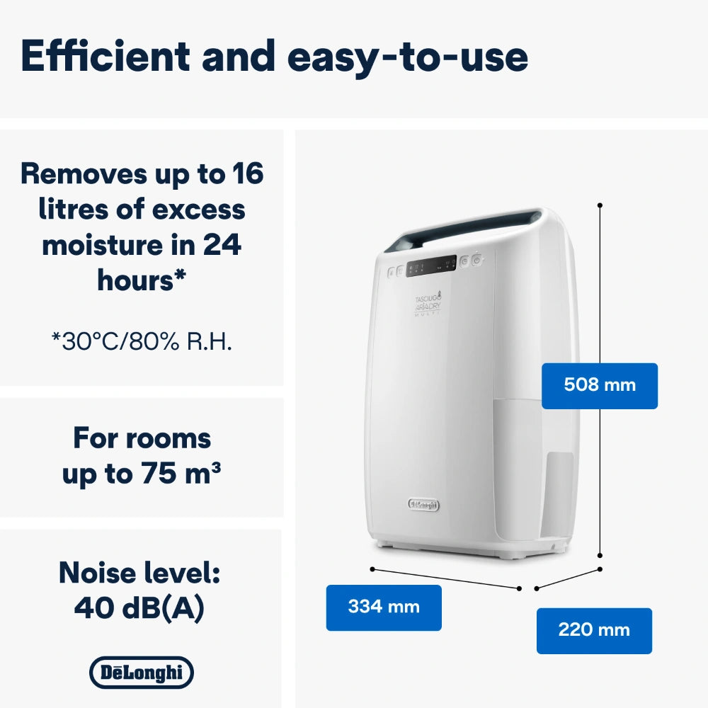 DeLonghi Tasciugo AriaDry Dehumidifier 16 Litre | DEXD216RF