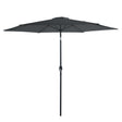 Euroactive 2.7 metre graphite grey garden parasol with black crank and tilt mechanism and pole displayed against white background