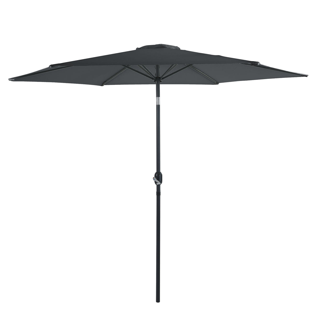 Euroactive 2.7 metre graphite grey garden parasol with black crank and tilt mechanism and pole displayed against white background