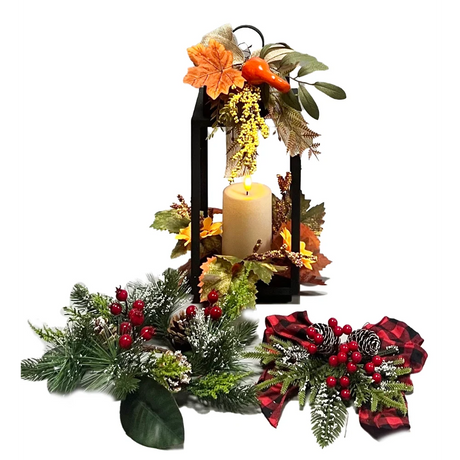 WGP Metal Lantern with LED Candle - Autumn / Christmas | 3035