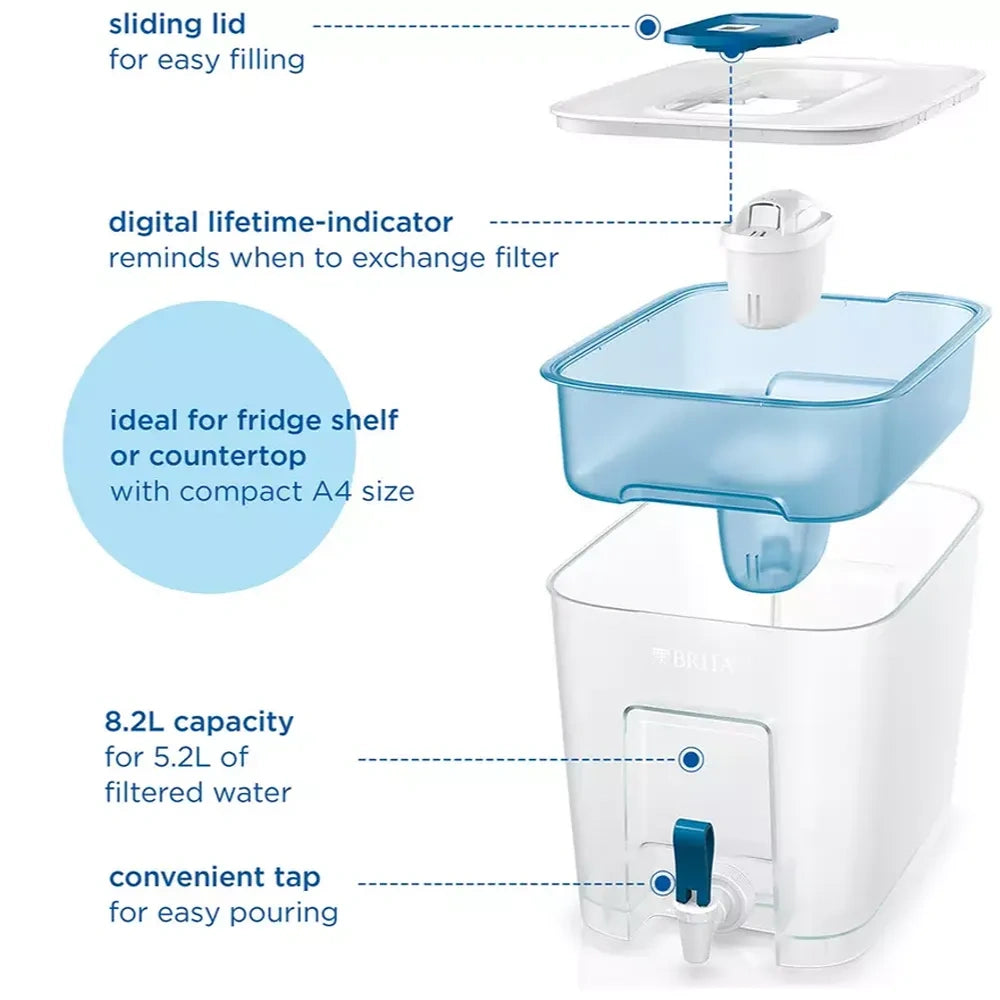 Brita Flow Water Filter Jug 8.2 Litre - White + Maxtra All-in-1 Cartridge | S1051126
