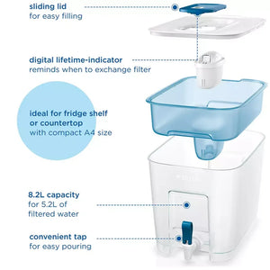 Brita Flow Water Filter Jug 8.2 Litre - White + Maxtra All-in-1 Cartridge | S1051126