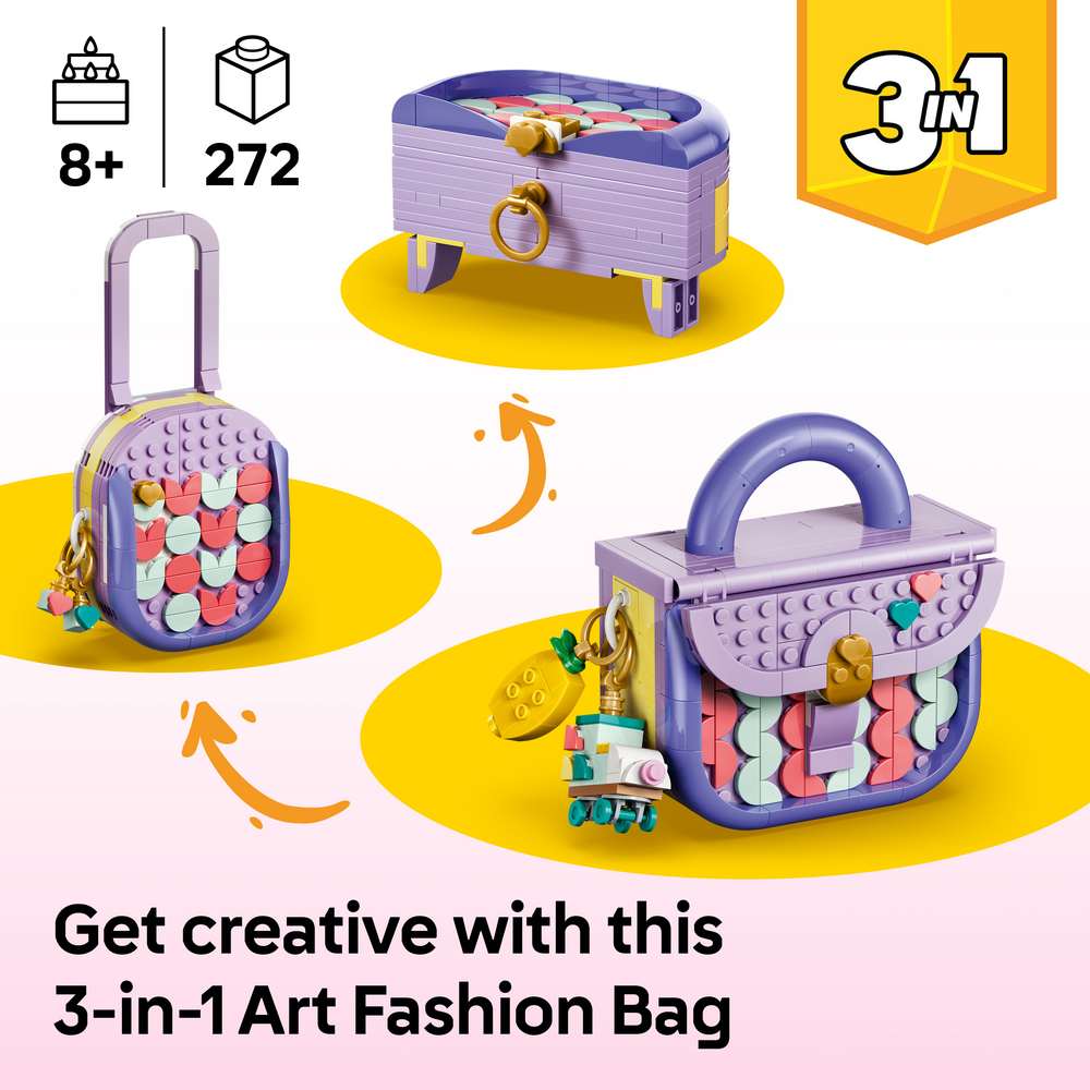 LEGO Creator Art Fashion Bag with Storage 31391 - captioned product view. 272 pieces. Ages 8+.