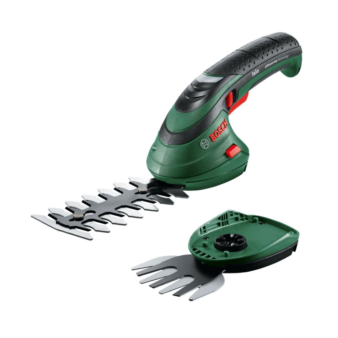 Bosch Isio Cordless Shrub and Grass Shear Cutter 2 Heads / Blades Included | 0600833173