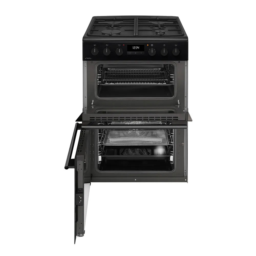 CDA 60cm Dual Fuel Freestanding Cooker with Airfry - Black | CFD600MB