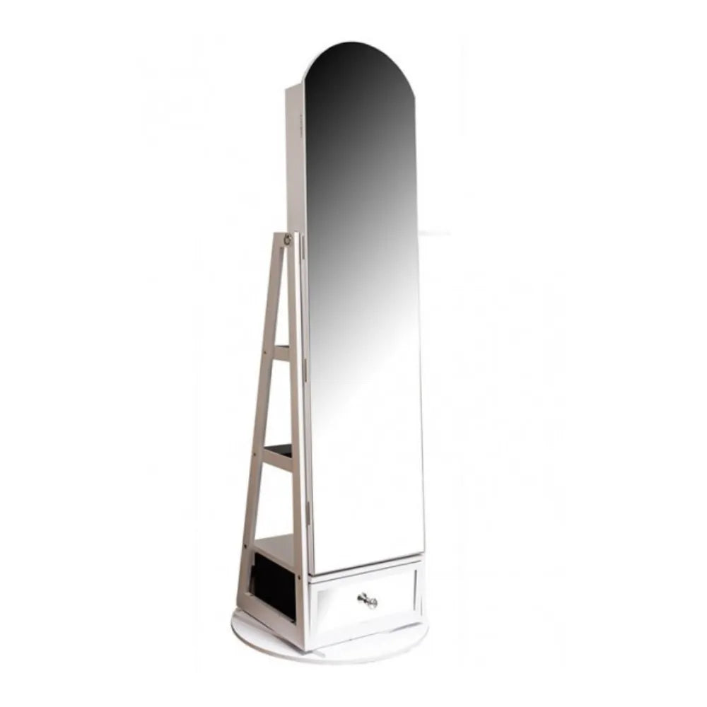 The Grange Collection Rotating Mirrored Jewellery Cabinet 164xm x 56cm - White | GF30