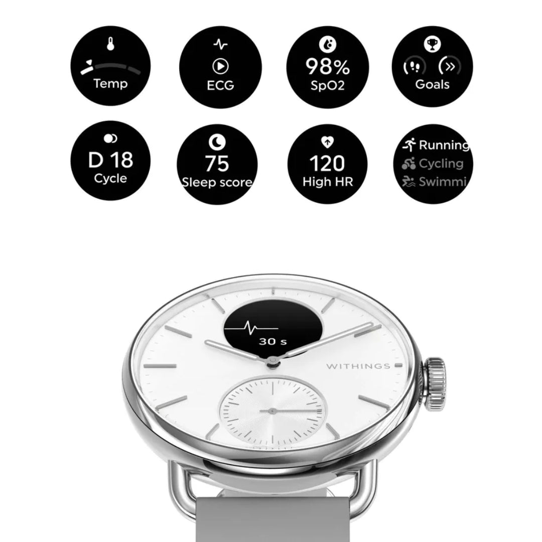 Withings Scanwatch 2 38mm Smart Watch - White | 78-HWA10-MODEL2-ALL