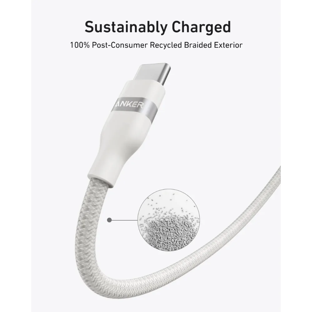 Anker USB C to USB C Charging Cable Braided 240W - White | A82E2H21