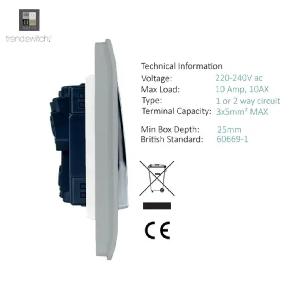 Trendi 4 Gang 2 Way Switch - Silver | 9100-76