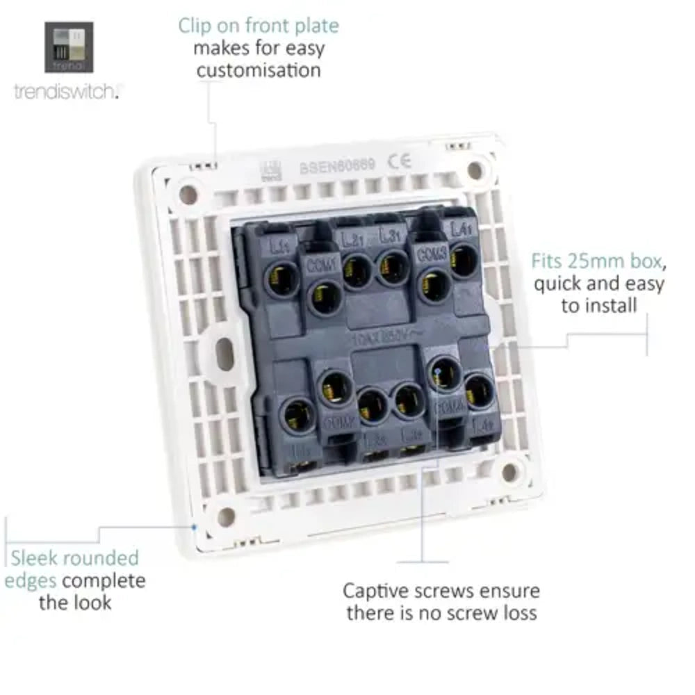 Trendi 4 Gang 2 Way Switch - Silver | 9100-76