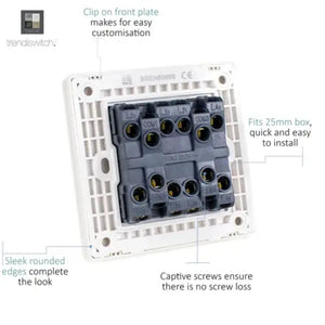 Trendi 4 Gang 2 Way Switch - Silver | 9100-76