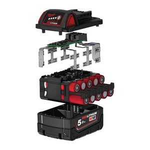 Milwaukee M18 B5 RED LITHIUM-ION Slide Battery 18V 5.0Ah Li-ion | MILM18B5