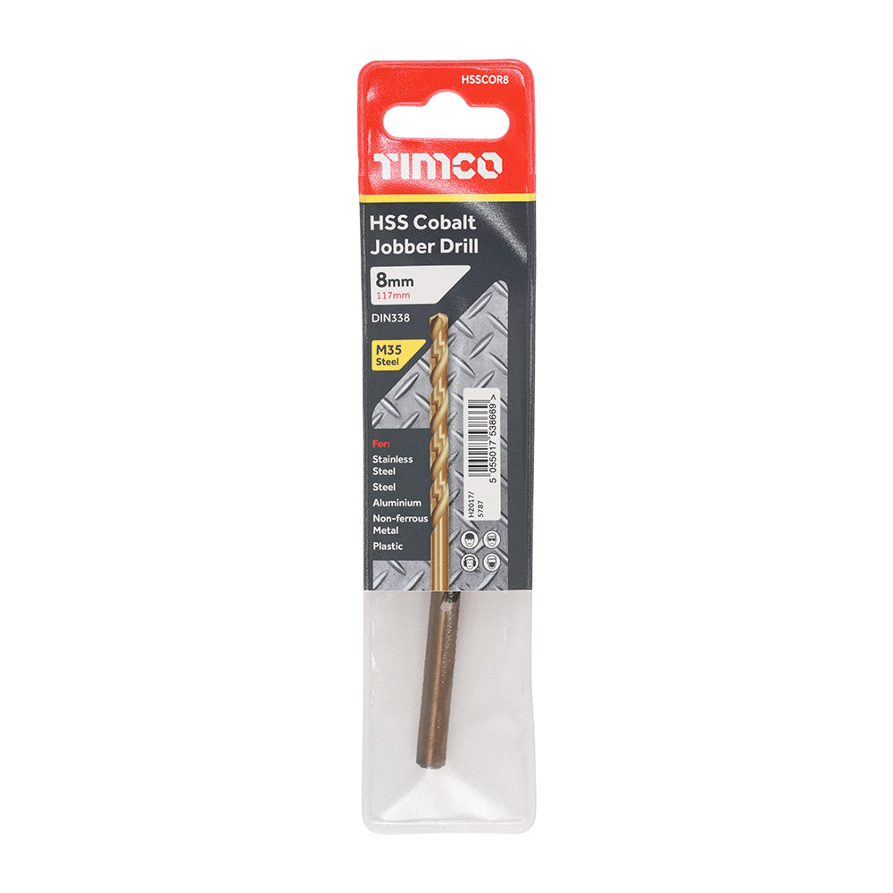 Addax 8mm Ground Jobber Cobalt Drill Bit | HSSCOR8
