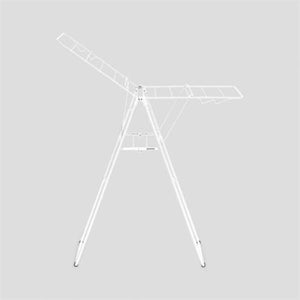 White Brabantia HangOn winged clothes airer with tripod stand and extended drying rails, 15 metre capacity, product shot on grey background