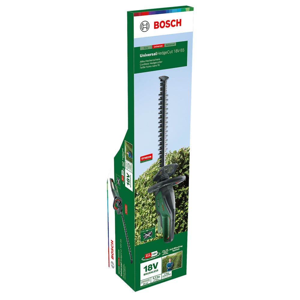 Bosch Universal Cordless Battery Hedge Trimmer Cutter 18v 55cm 06008 Heavins