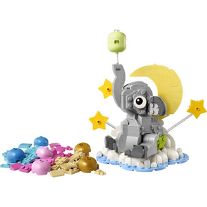 LEGO Iconic Baby Elephant in the Sky 40814 - the fully built model on a plain background. 402 pieces. Ages 18+.