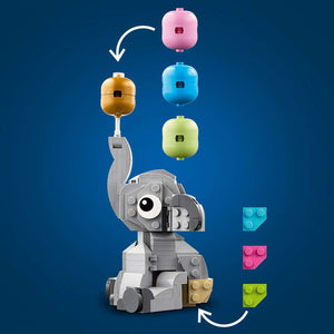 LEGO Iconic Baby Elephant in the Sky 40814 - close-up detail of the finished build. 402 pieces. Ages 18+.