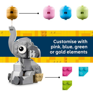 LEGO Iconic Baby Elephant in the Sky 40814 - captioned product view. 402 pieces. Ages 18+.
